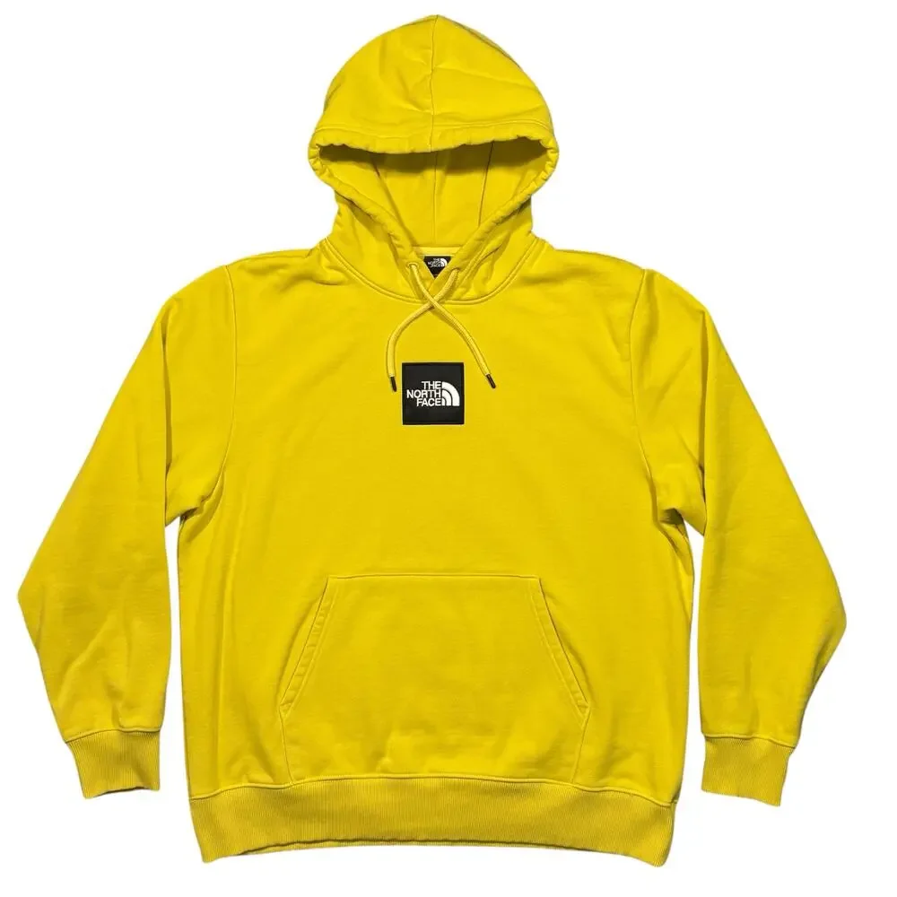 The North Face Acid Yellow Neon Box Logo Heavyweight Relaxed Fit Hoodie Mens XL